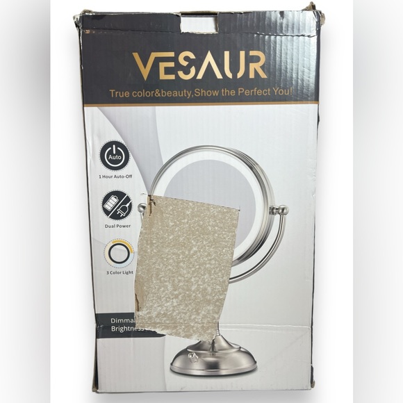 Vesaur Silver 10" Round Dimmable Brightness Professional Lighted Makeup Mirror - Picture 2 of 8